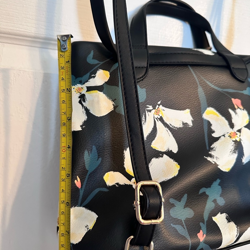 Floral Black Backpack Purse - Picture 4 of 5